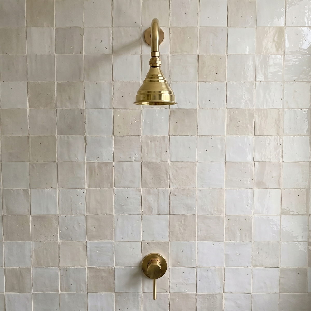 Unlacquered Brass Dome Rain Shower System with Straight arm