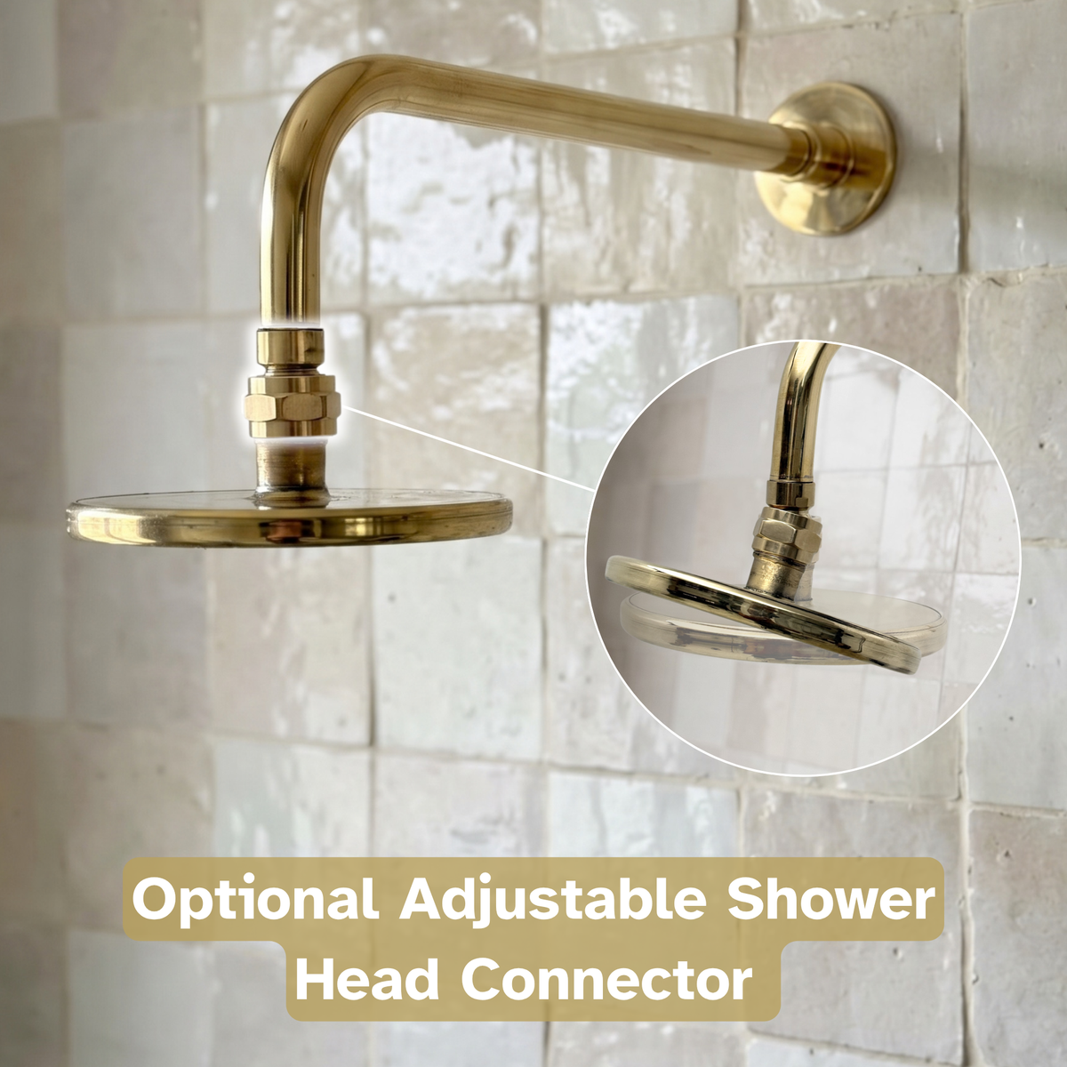 Unlacquered Brass Round Rain Shower System with Straight arm