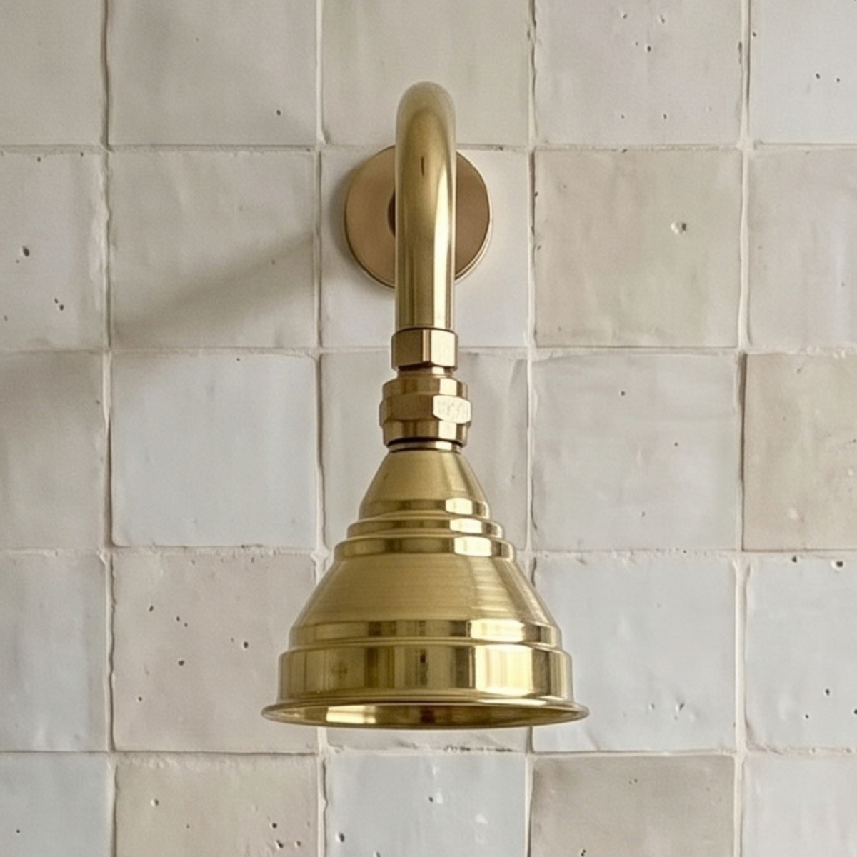 Unlacquered Brass Dome Rain Shower System with Straight arm