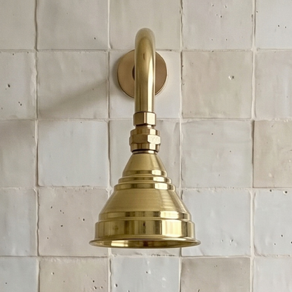 Unlacquered Brass Dome Rain Shower System with Straight arm