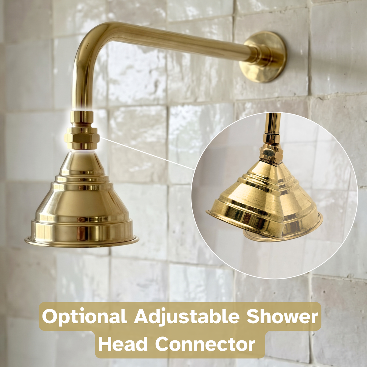 Unlacquered Brass Dome Rain Shower System with Straight arm