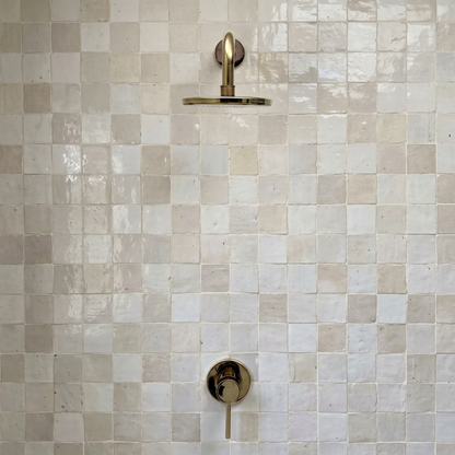 Unlacquered Brass Round Rain Shower System with Straight arm