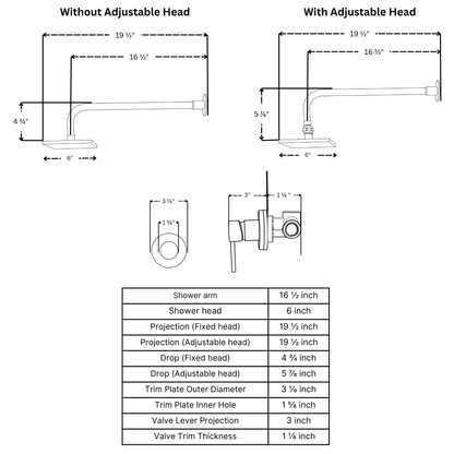 Unlacquered Brass Square Rain Shower System – Straight arm