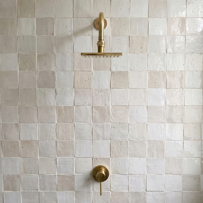 Unlacquered Brass Square Rain Shower System – Straight arm
