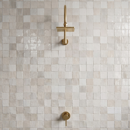 Unlacquered Brass Square Rain Shower System with Gooseneck arm