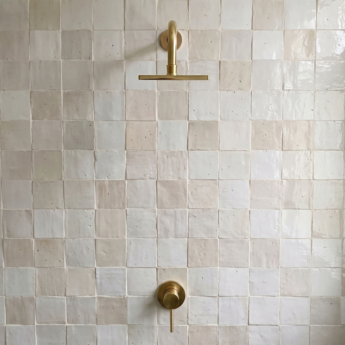 Unlacquered Brass Square Rain Shower System – Straight arm