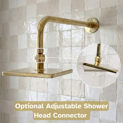 Unlacquered Brass Square Rain Shower System – Straight arm