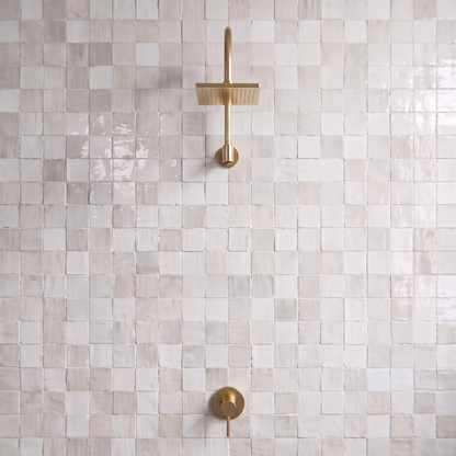 Unlacquered Brass Square Rain Shower System with Gooseneck arm