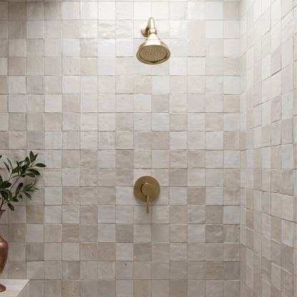 Unlacquered Brass Concealed Shower System with Single lever