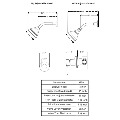 Unlacquered Brass Concealed Shower System with Single lever