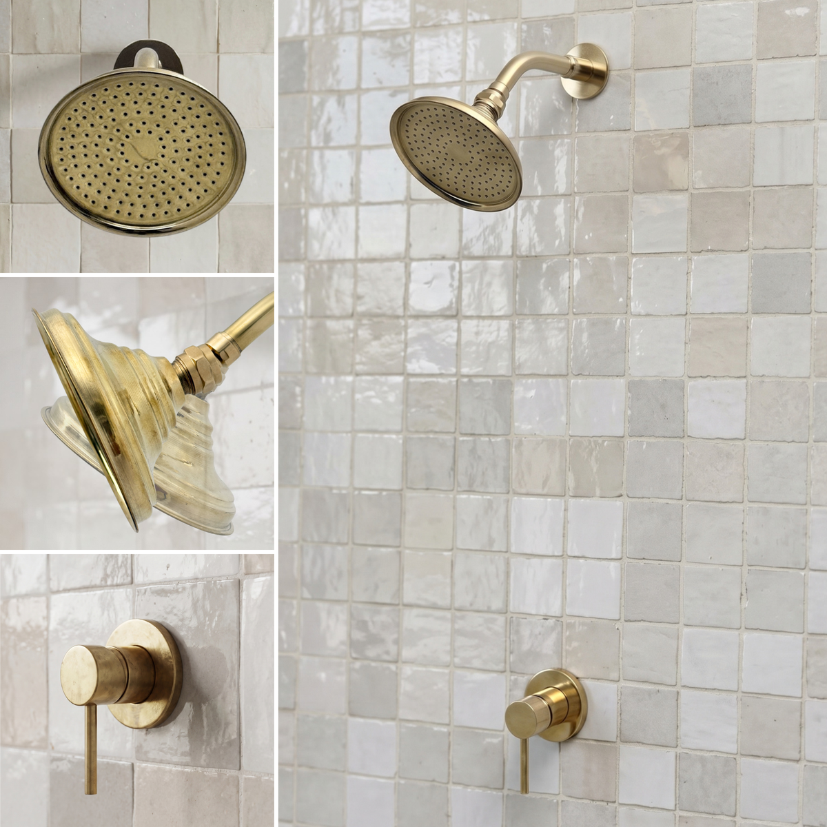 Unlacquered Brass Dome Shower System with Short arm & Adjustable Head