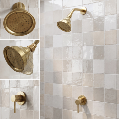 Unlacquered Brass Concealed Shower System with Single lever
