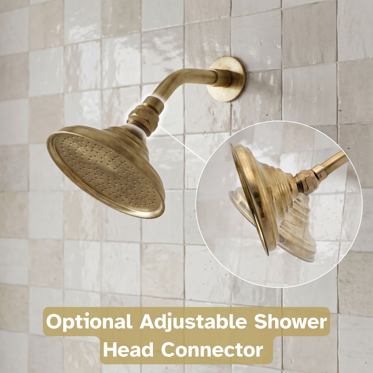 Unlacquered Brass Dome Shower System with Short arm & Adjustable Head