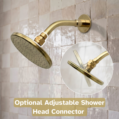 Unlacquered Brass Round Shower System — Short arm & Adjustable Head