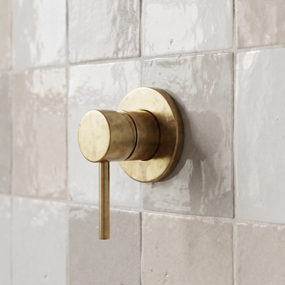 Unlacquered Brass Concealed Shower System with Single lever