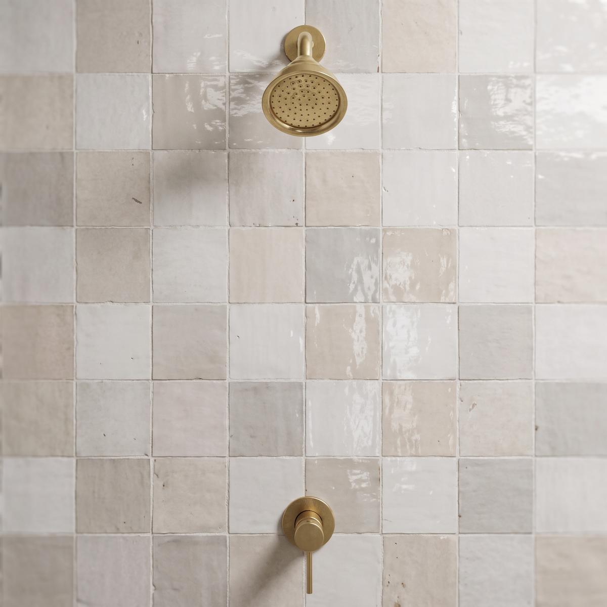 Unlacquered Brass Concealed Shower System with Single lever