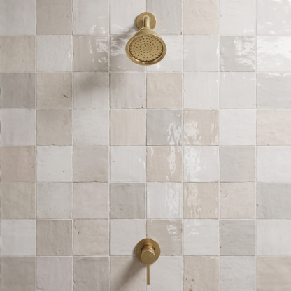 Unlacquered Brass Concealed Shower System with Single lever
