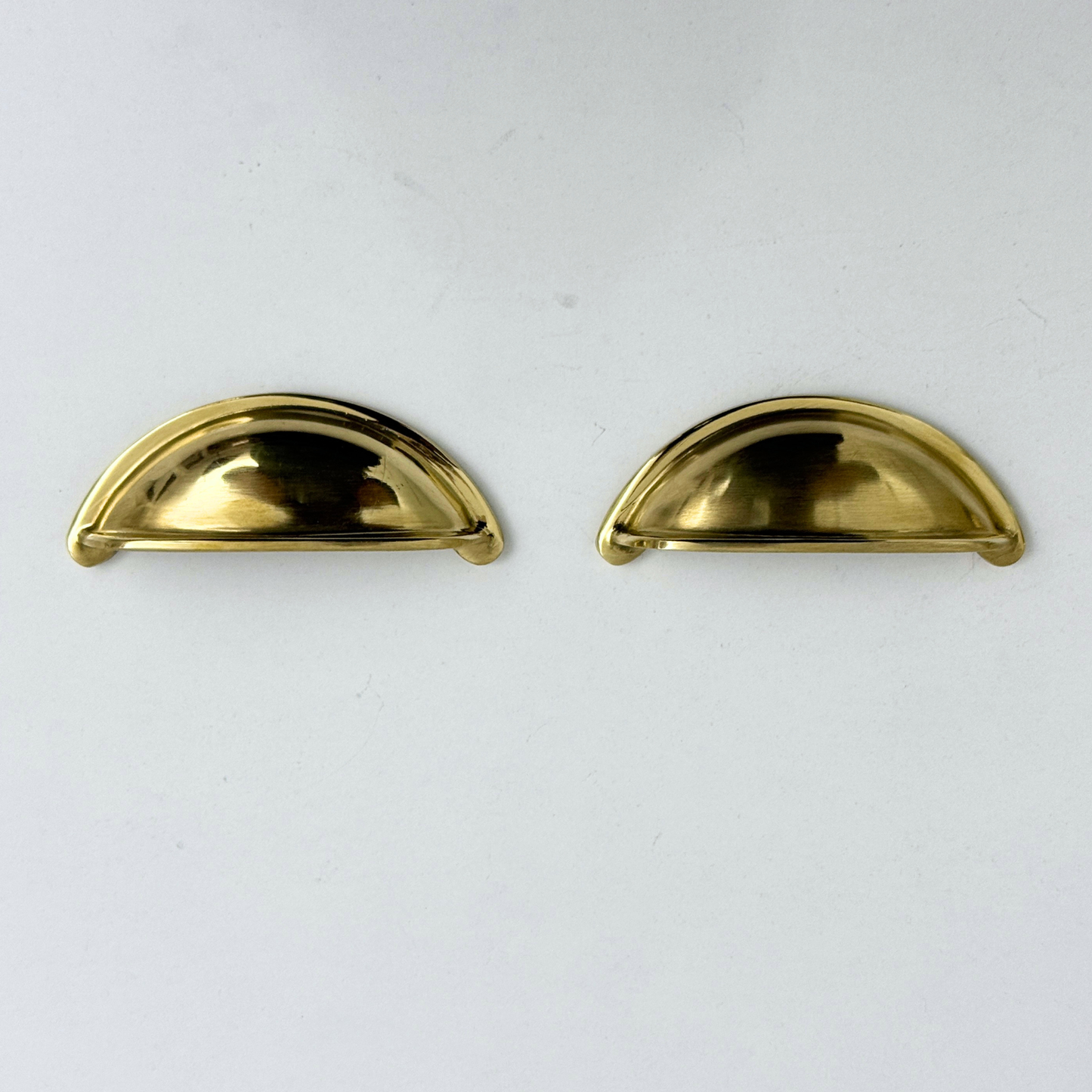 Unlacquered Brass Cup Pull Handles, Solid Brass Kitchen Bin Pull