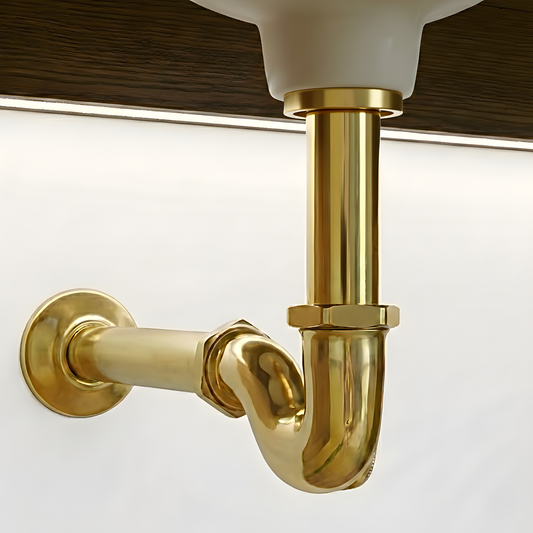 Unlacquered Brass Drain Pipe with P-Trap