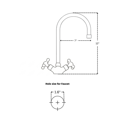 Unlacquered Brass Engraved Gooseneck Single Hole Faucet with Cross Handles