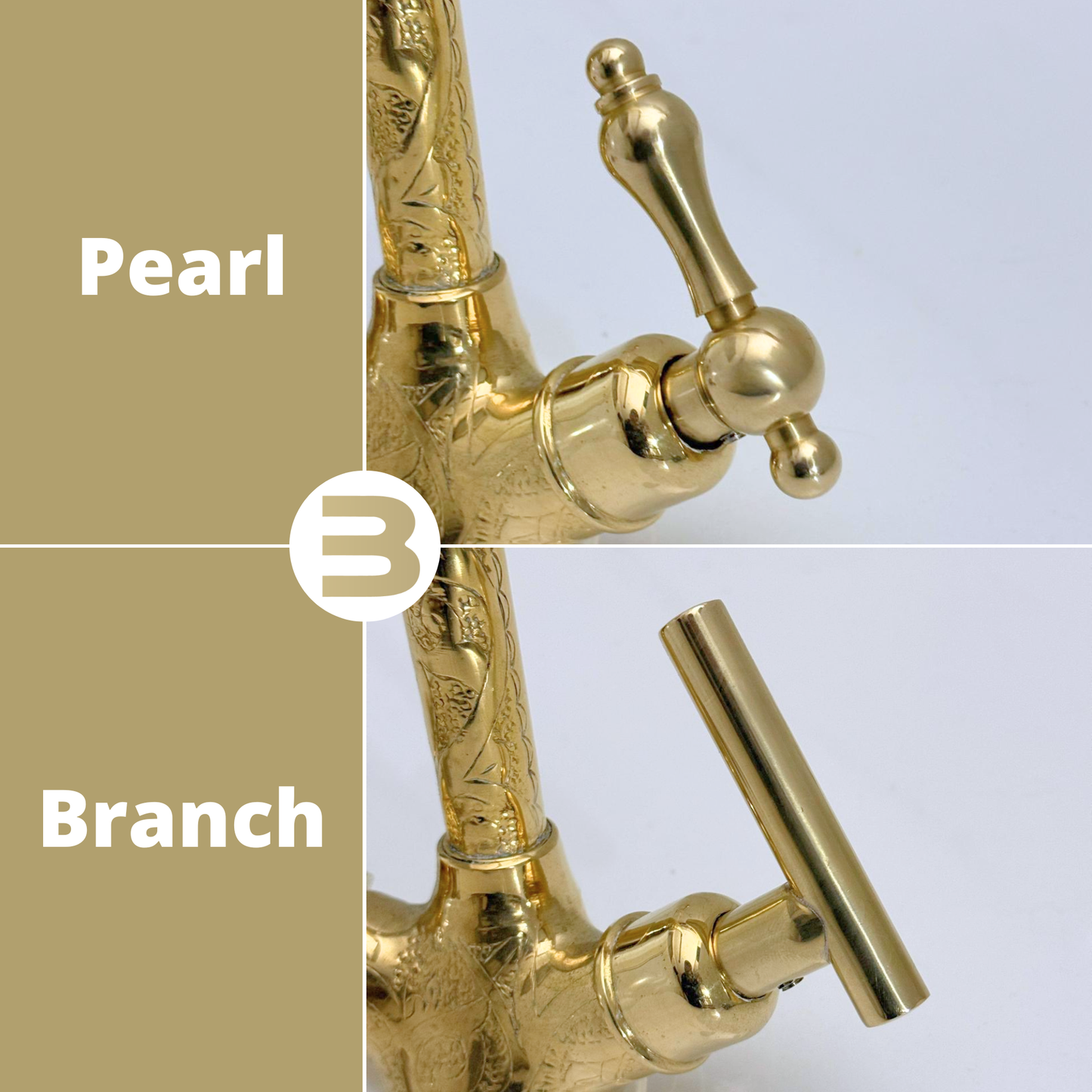 Unlacquered Brass Engraved Gooseneck Single Hole Faucet with Lever Handles