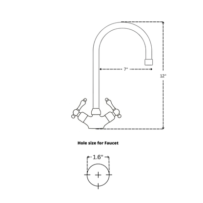 Unlacquered Brass Engraved Gooseneck Single Hole Faucet with Lever Handles