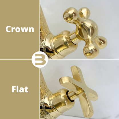 Unlacquered Brass Engraved Single Hole Bathroom Faucet with Cross Handles