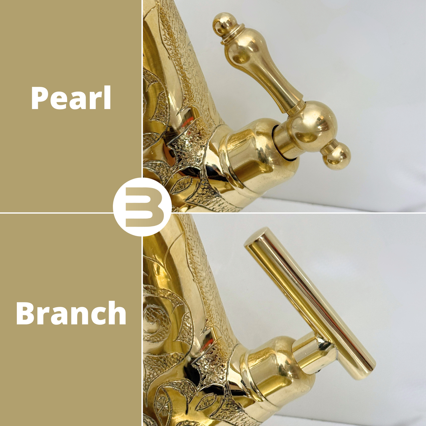 Unlacquered Brass Engraved Single Hole Bathroom Faucet with Lever Handles