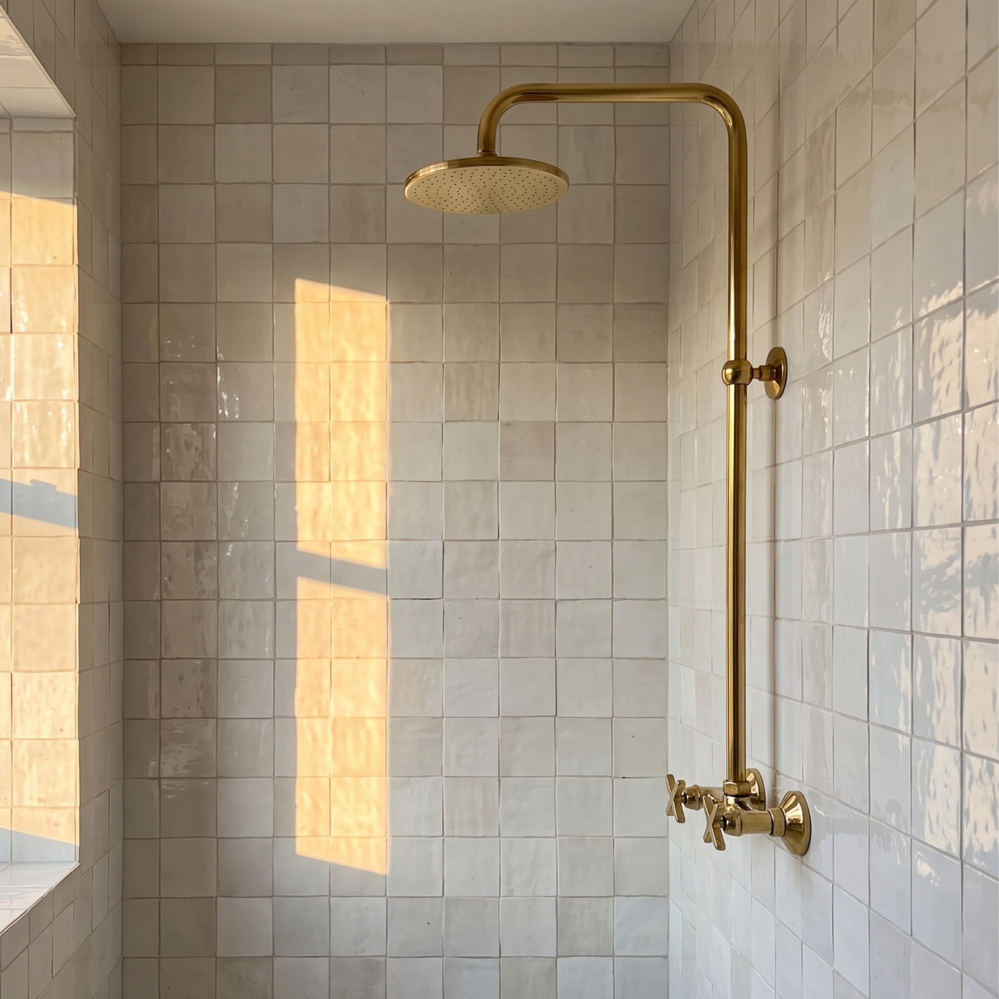 Unlacquered Brass Exposed Shower System