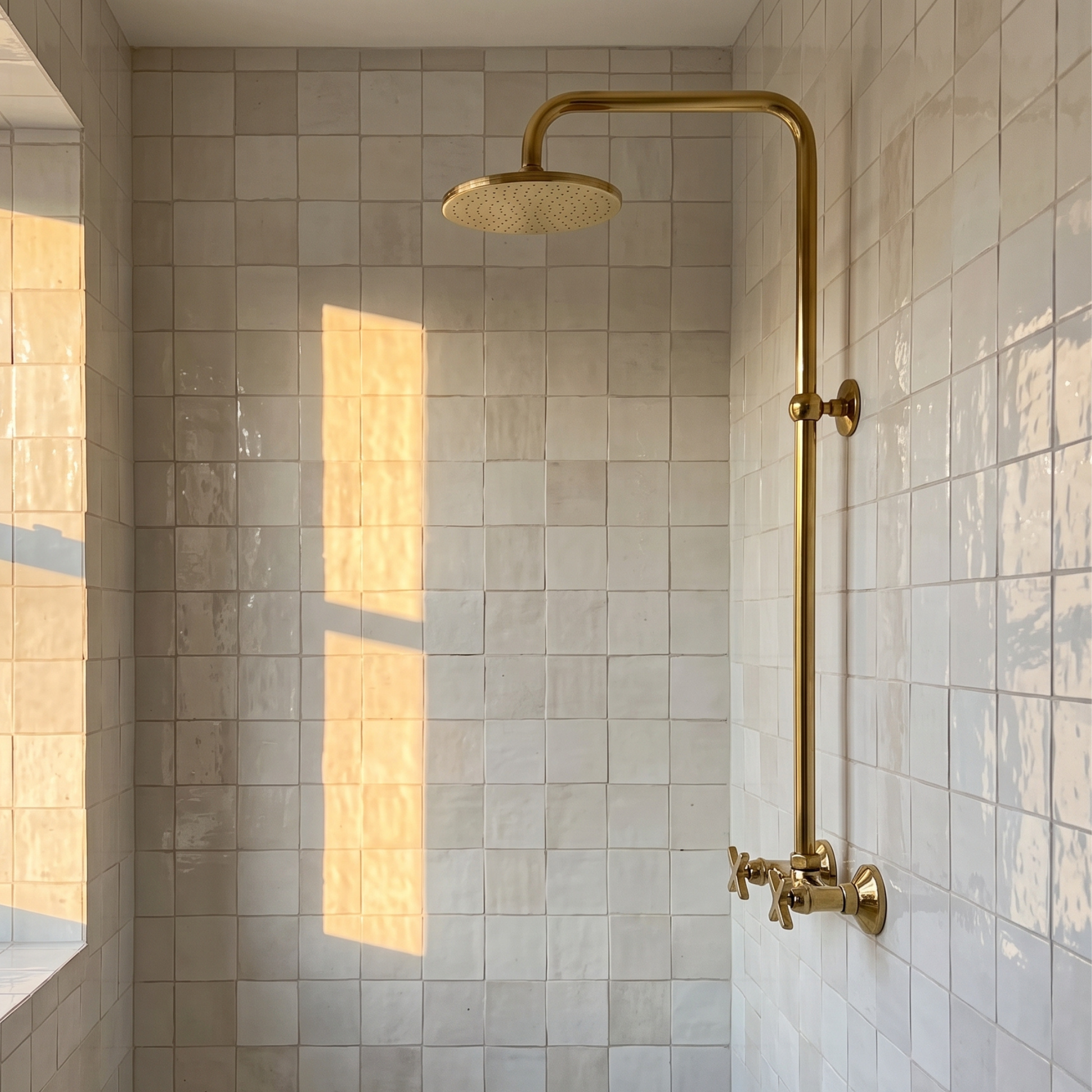 Unlacquered Brass Exposed Shower System