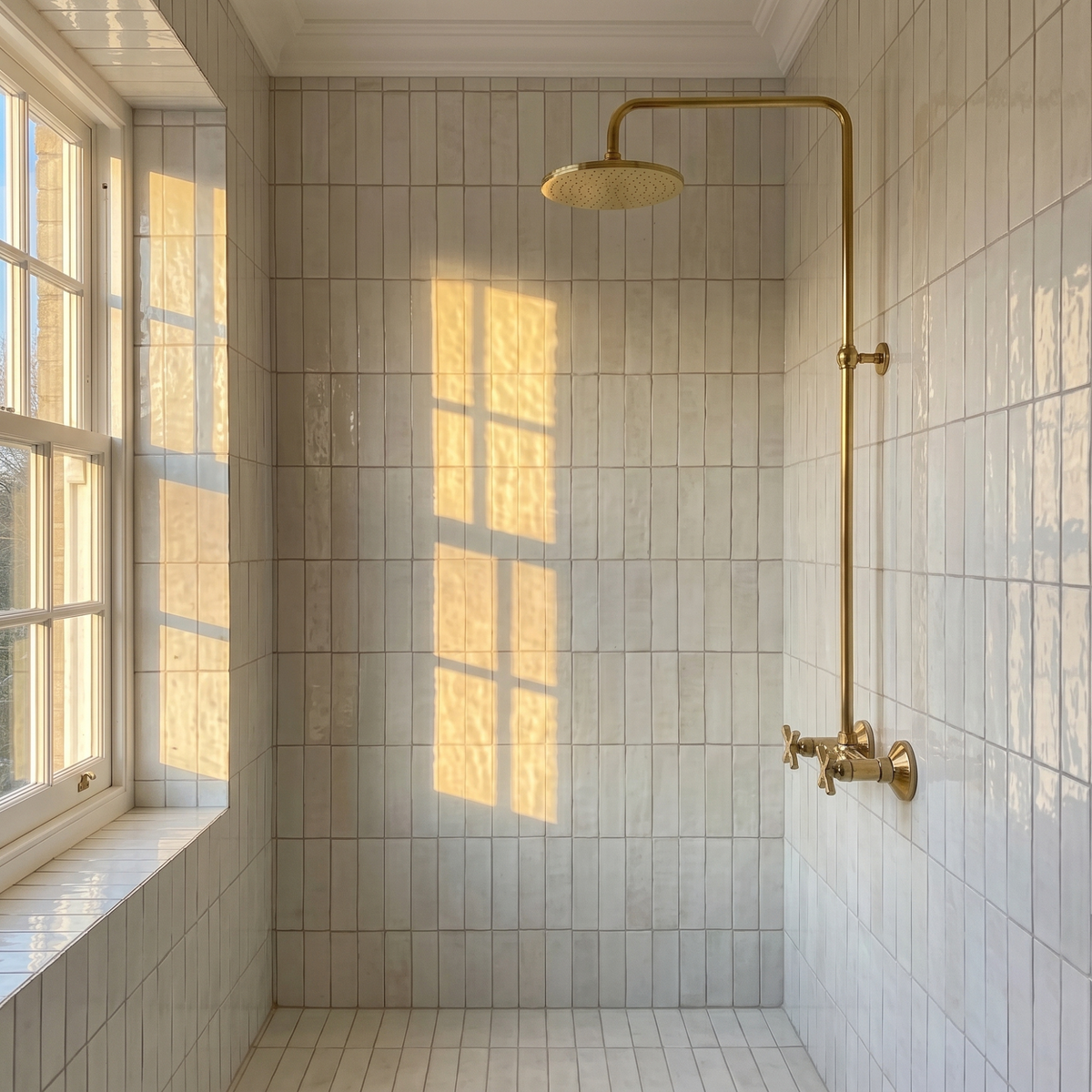 Unlacquered Brass Exposed Shower System