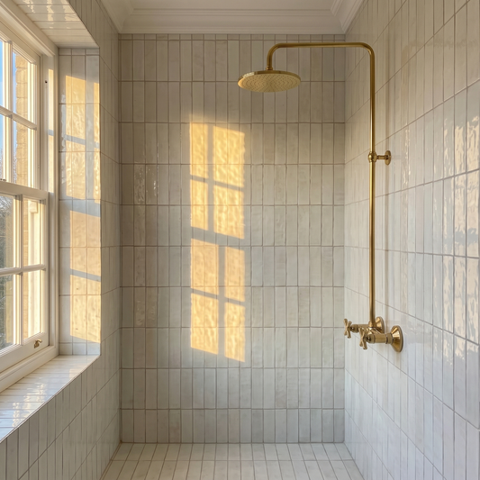 Unlacquered Brass Exposed Shower System