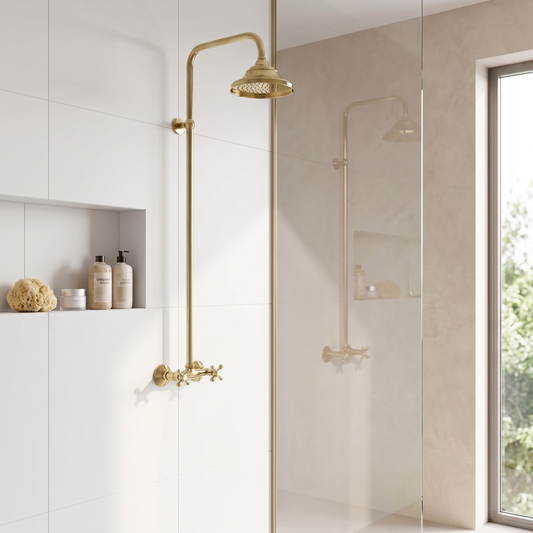 Unlacquered Brass Exposed Shower System