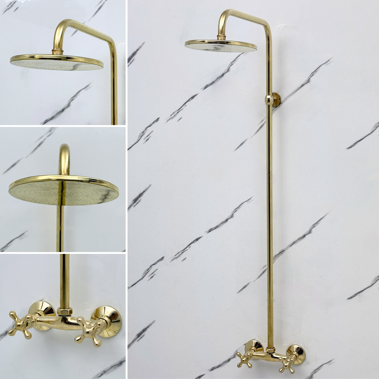Unlacquered Brass Exposed Shower System