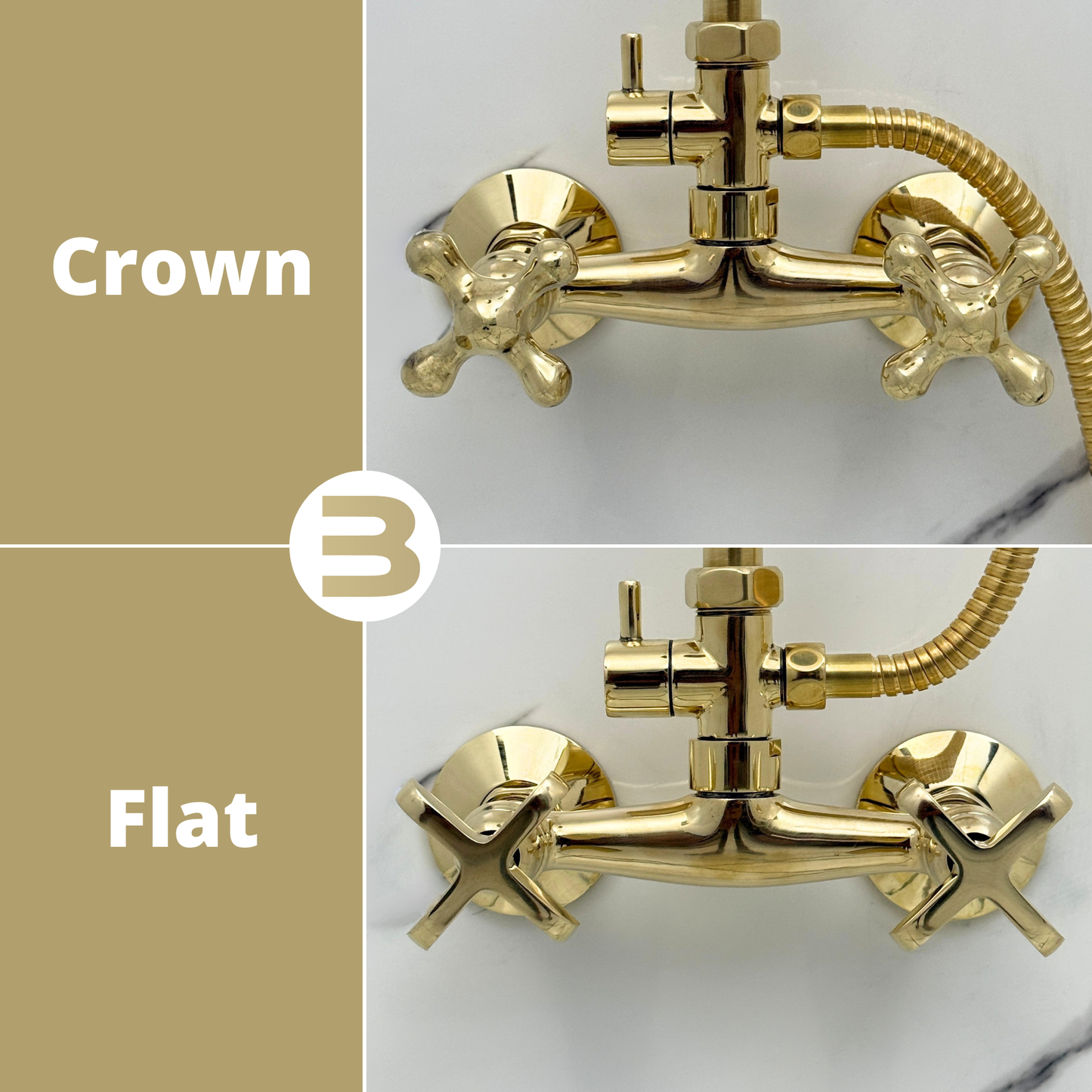 Unlacquered Brass Exposed Shower System with Rainfall Head & Handheld