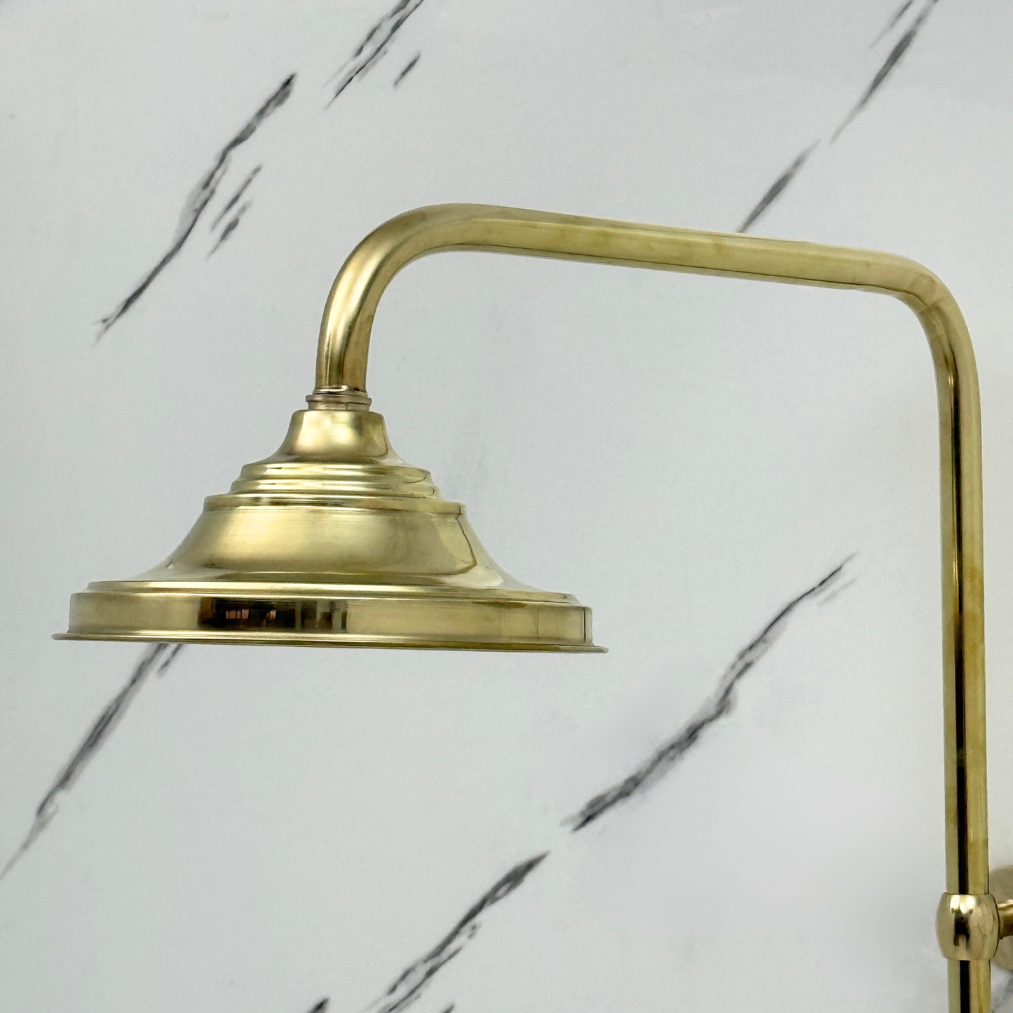 Unlacquered Brass Exposed Shower System with Rainfall Head & Handheld