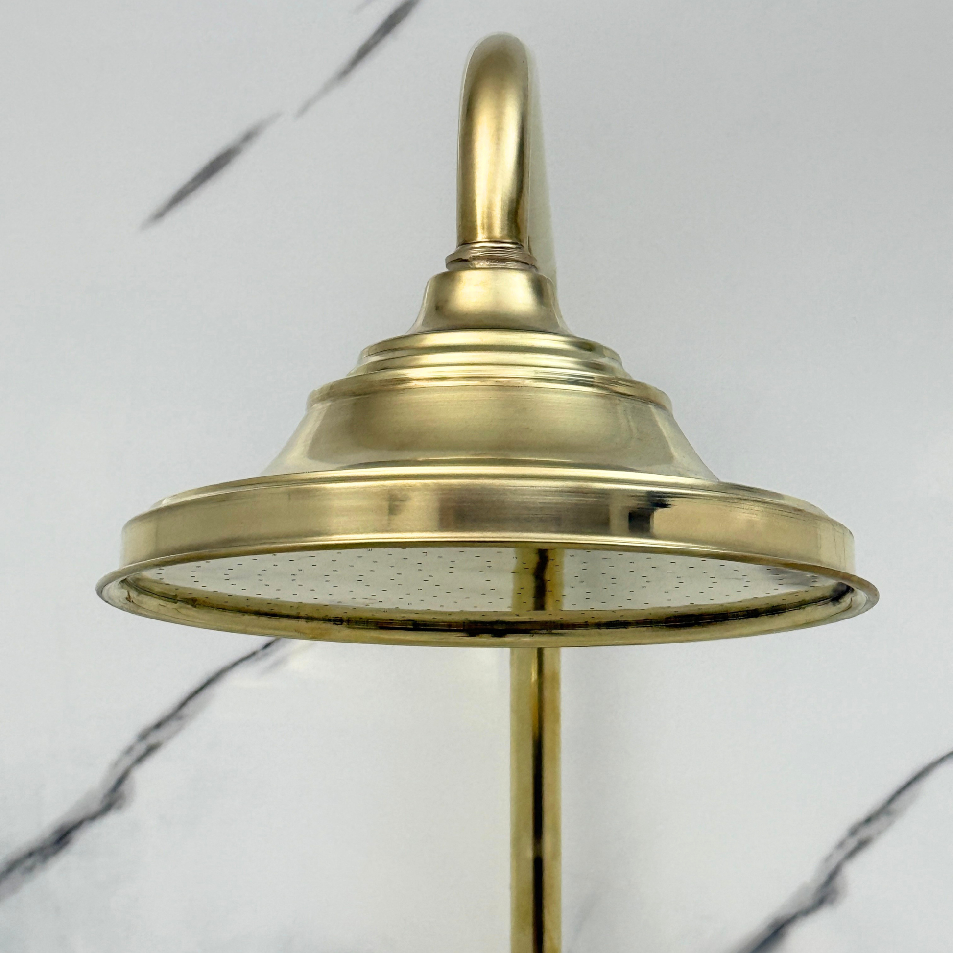 Unlacquered Brass Exposed Shower System with Rainfall Head & Handheld