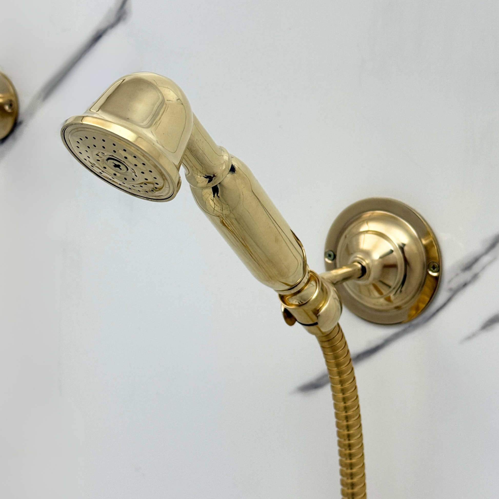 Unlacquered Brass Exposed Shower System with Rainfall Head & Handheld