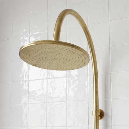 Unlacquered Brass Exposed Shower System with Handheld Shower
