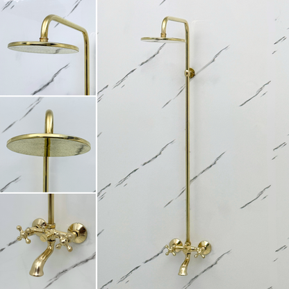 Unlacquered Brass Exposed Shower System with Rainfall Head & Tub Filler