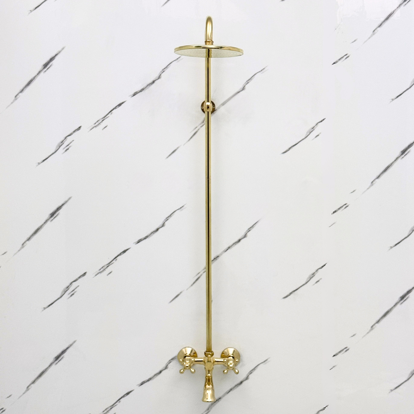Unlacquered Brass Exposed Shower System with Rainfall Head & Tub Filler