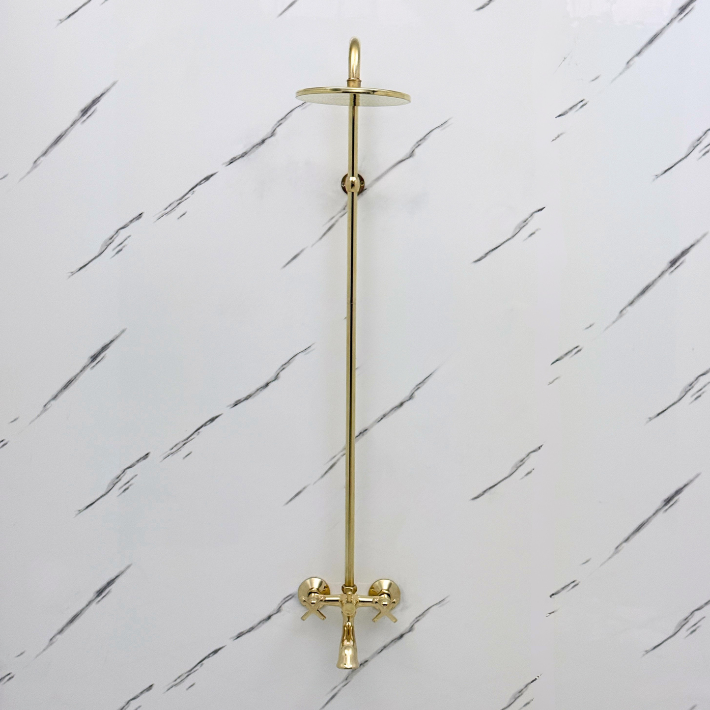 Unlacquered Brass Exposed Shower System with Rainfall Head & Tub Filler