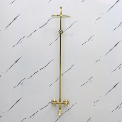 Unlacquered Brass Exposed Shower System with Rainfall Head & Tub Filler