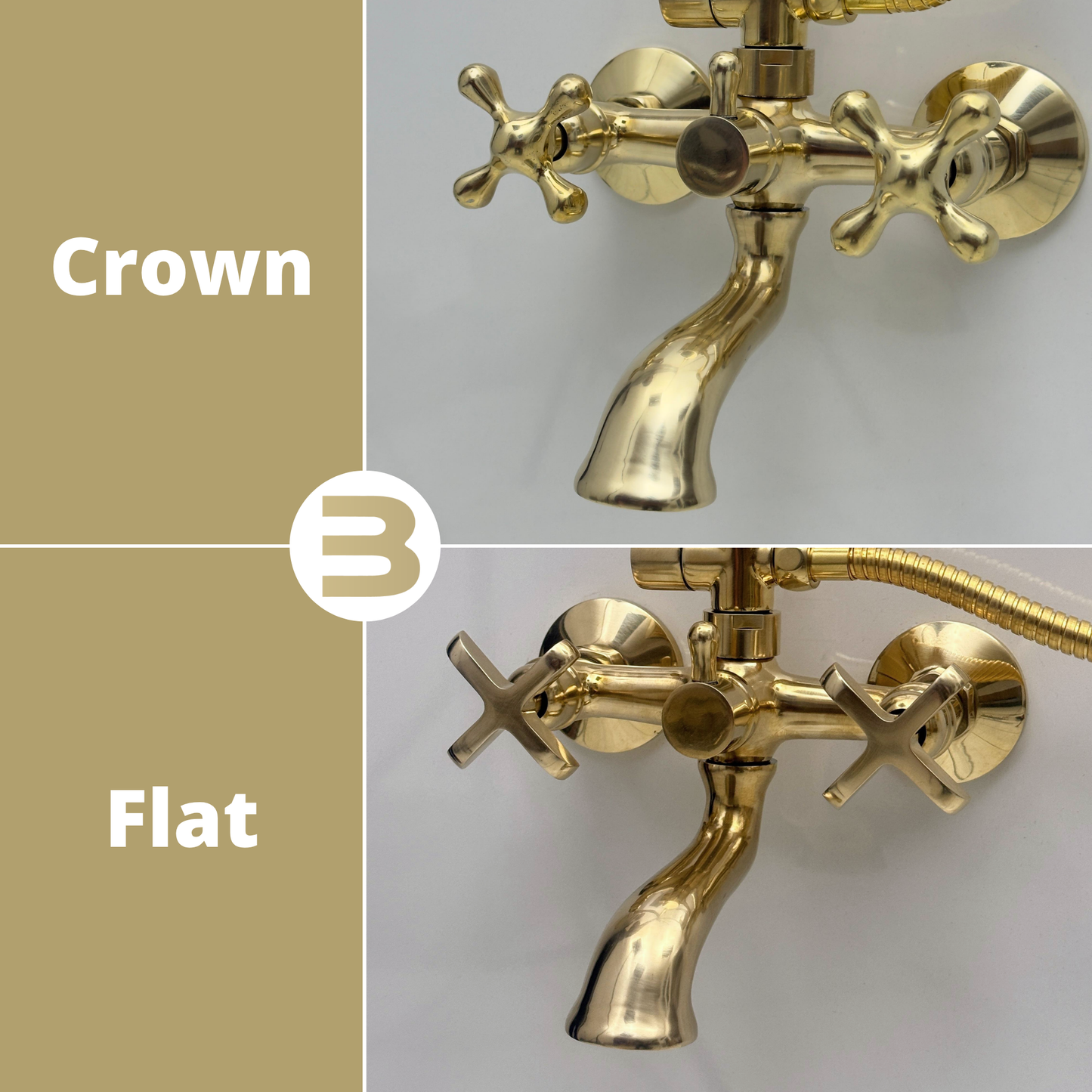 Unlacquered Brass Exposed Shower System with Rainfall Head, Handheld Shower & Tub Filler