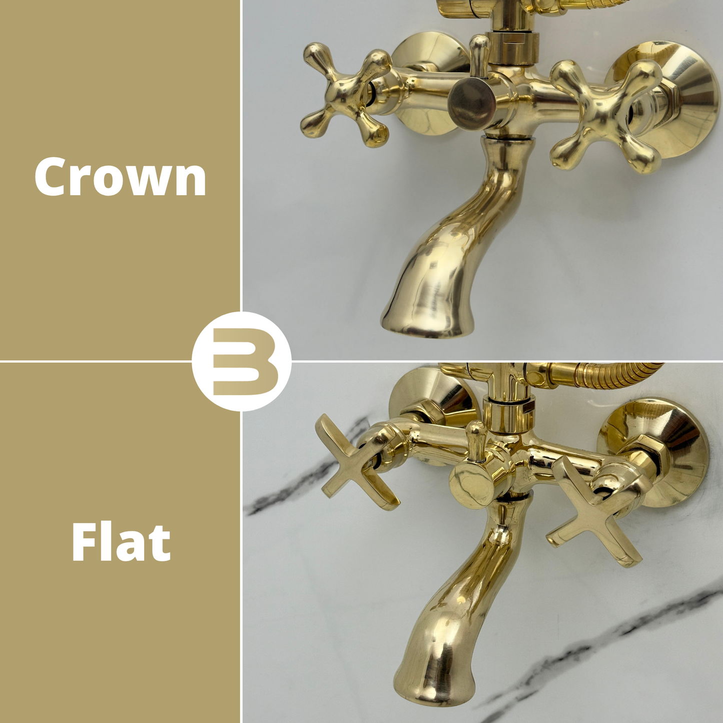 Unlacquered Brass Exposed Shower System with Rainfall Head, Handheld Shower & Tub Filler