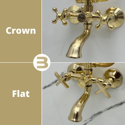 Unlacquered Brass Exposed Shower System with Rainfall Head, Handheld Shower & Tub Filler