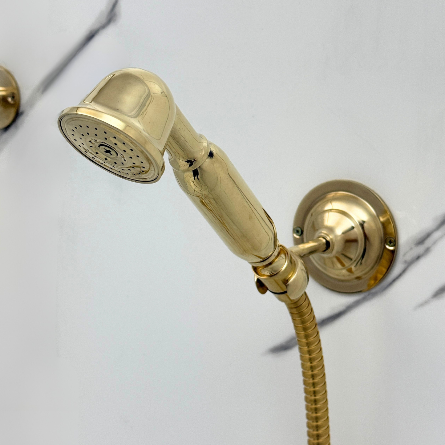 Unlacquered Brass Exposed Shower System with Rainfall Head, Handheld Shower & Tub Filler