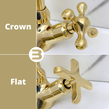 Unlacquered Brass Gooseneck Single Hole Faucet with Cross Handles
