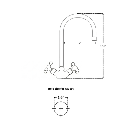 Unlacquered Brass Gooseneck Single Hole Faucet with Cross Handles