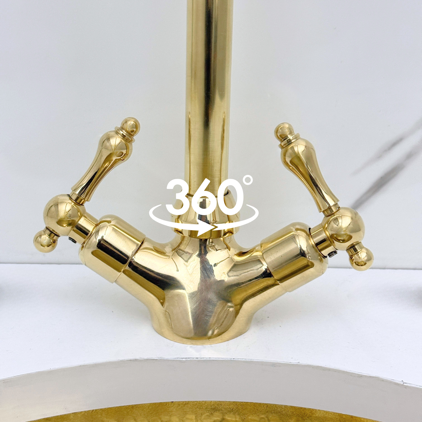 Unlacquered Brass Gooseneck Single Hole Faucet with Lever Handles